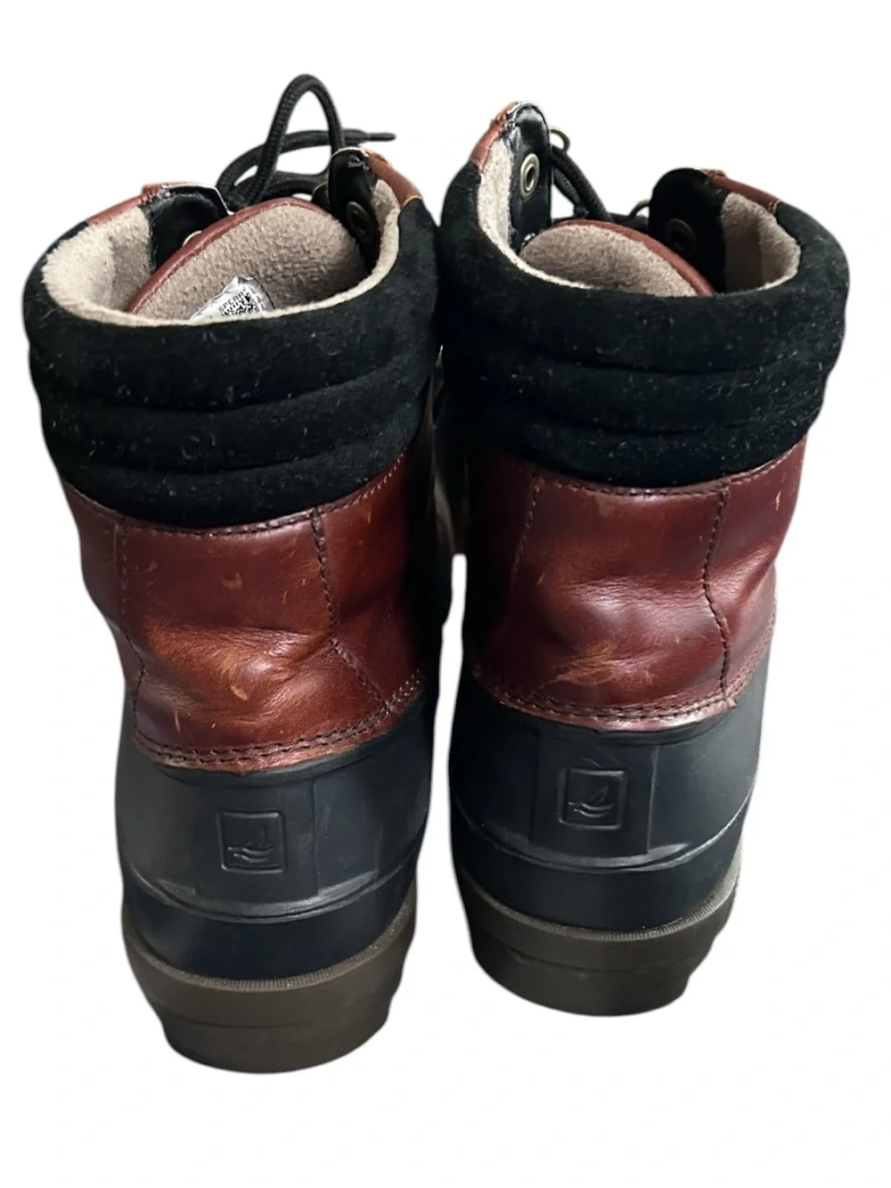Sperry Avenue Duck Boots Men’s 10.5 Brown Black Waterproof Leather STS10548